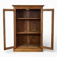 Vintage Rustic Wooden And Glass Cupboard Cabinet