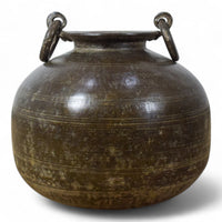 Large Pair of Antique Matki Solid Brass Water Pot