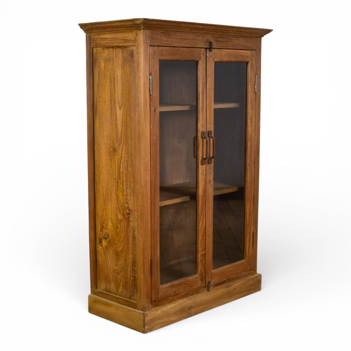 Vintage Rustic Wooden And Glass Cupboard Cabinet