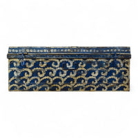 Vintage Indian Hand Painted Metal Travel Trunk Chest Coffee Table