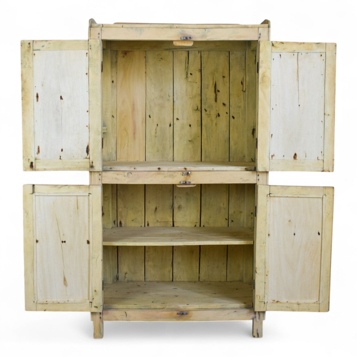 Vintage Rustic Bleached Housekeepers Cupboard Cabinet Storage
