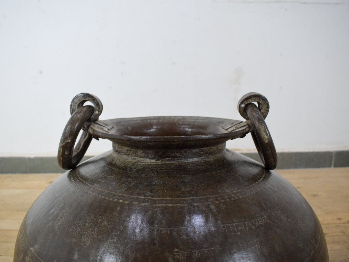 Large Pair of Antique Matki Solid Brass Water Pot