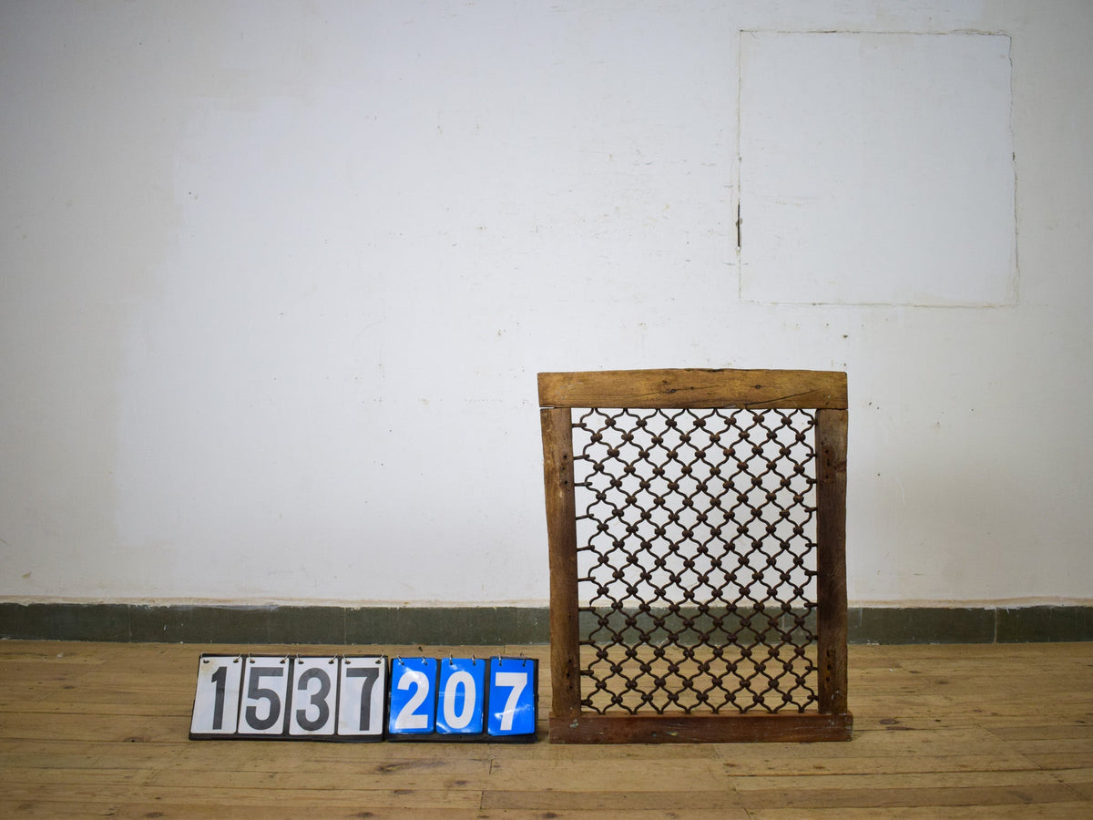 Vintage Wooden Iron Metal Indian Jali Window Frame
