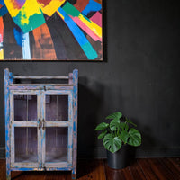 Vintage Worn Painted Rustic Cupboard Cabinet