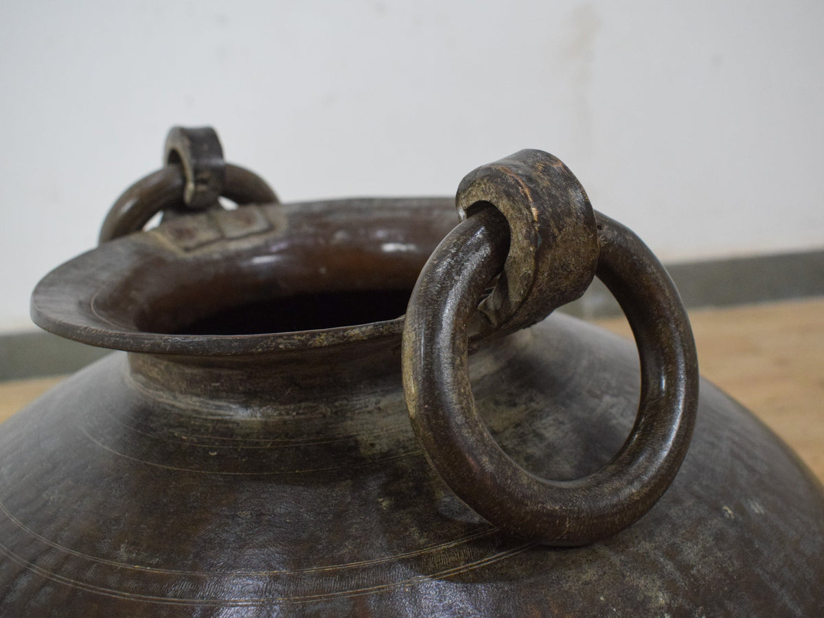 Large Pair of Antique Matki Solid Brass Water Pot