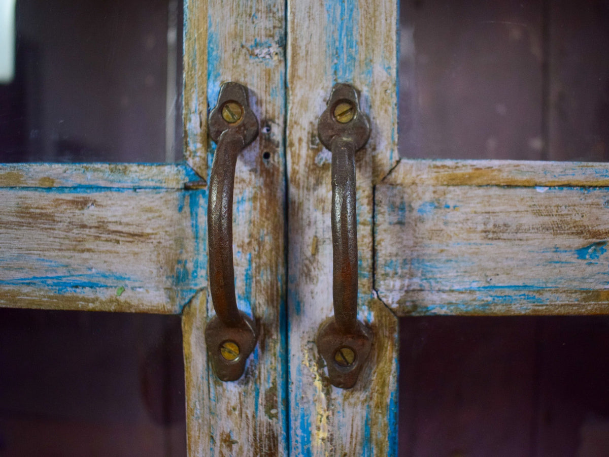 Vintage Worn Painted Rustic Cupboard Cabinet