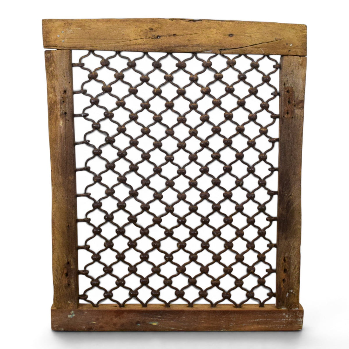 Vintage Wooden Iron Metal Indian Jali Window Frame