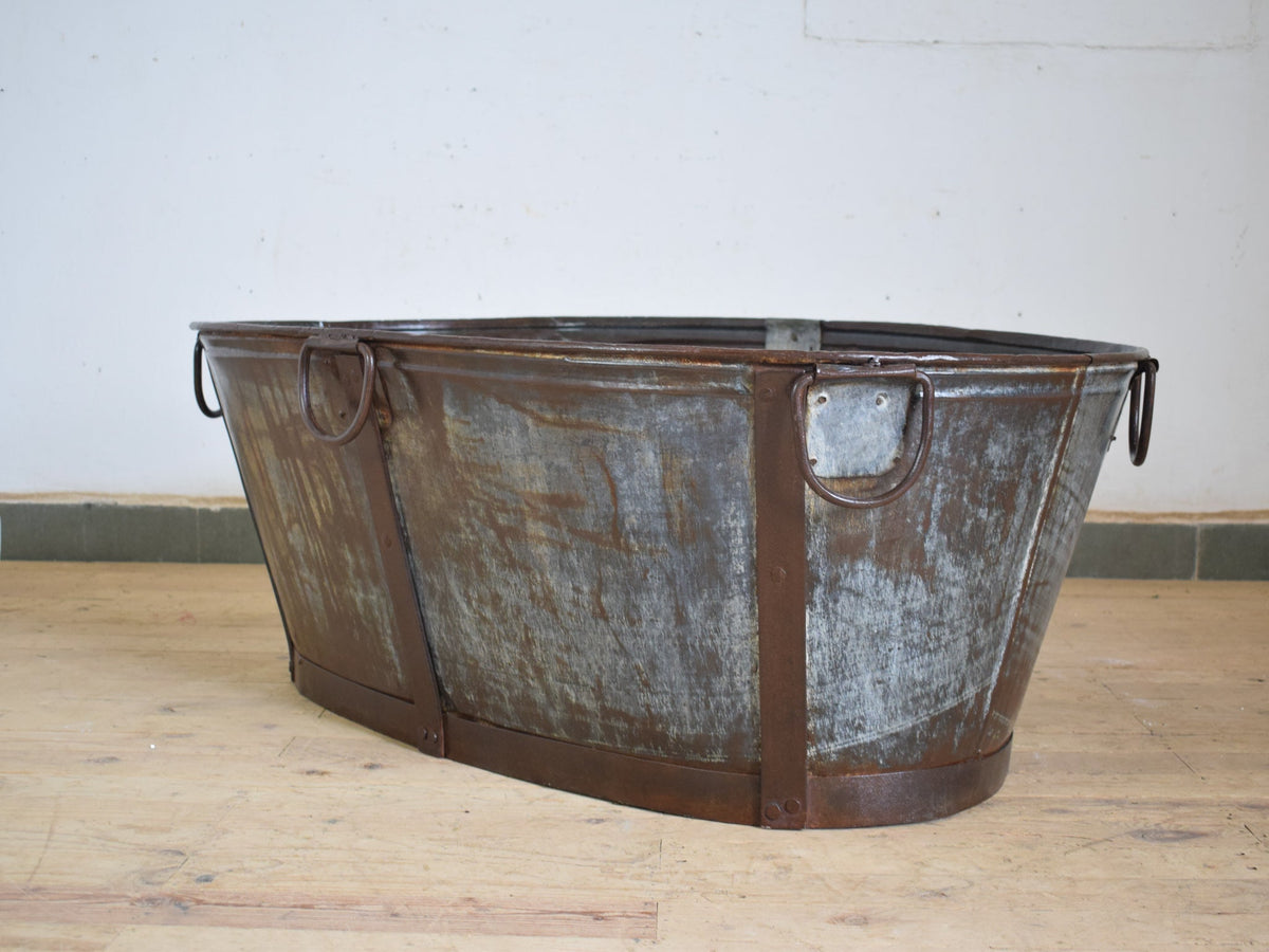 XL Rustic Vintage Metal Bath Planter