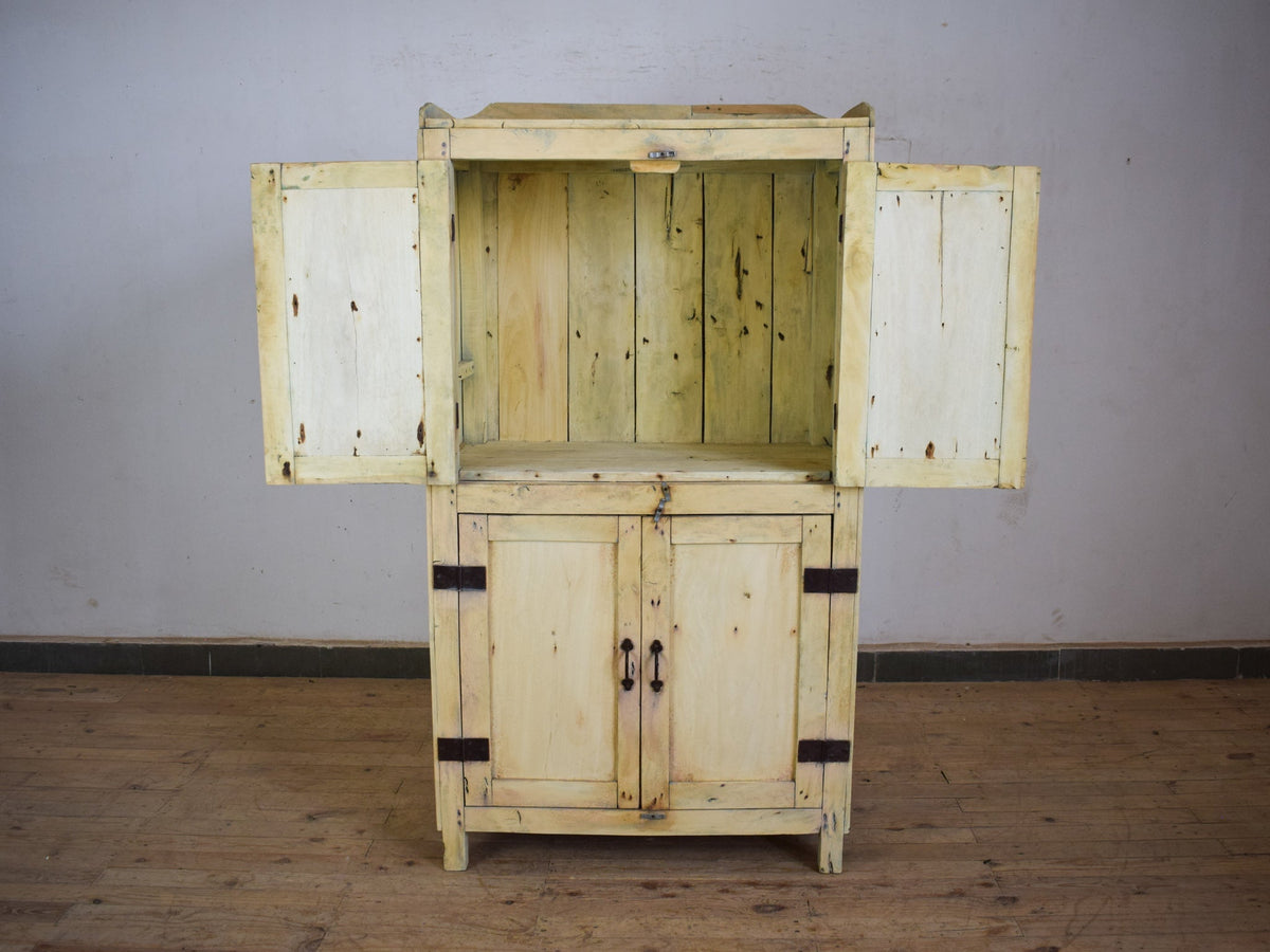 Vintage Rustic Bleached Housekeepers Cupboard Cabinet Storage