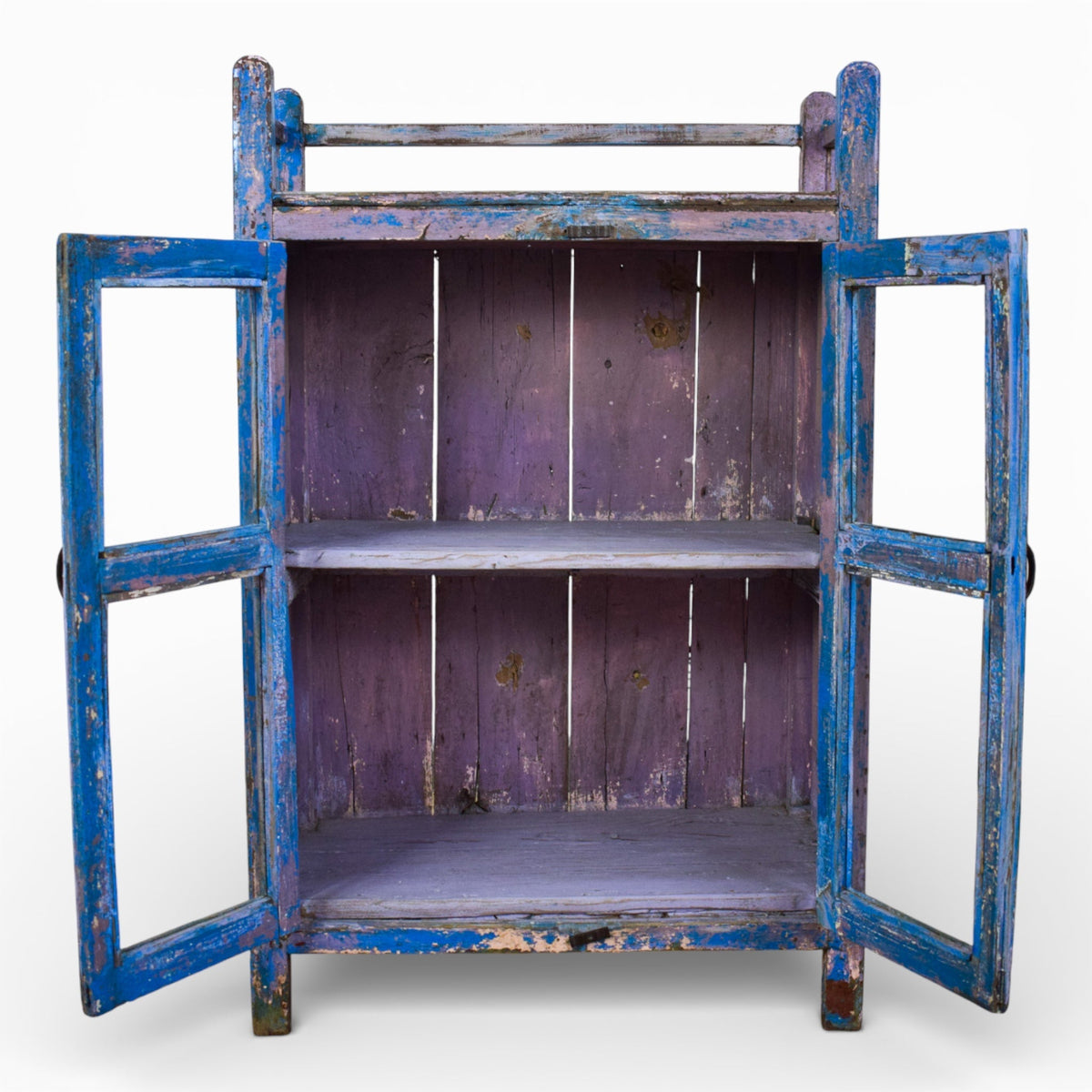 Vintage Worn Painted Rustic Cupboard Cabinet