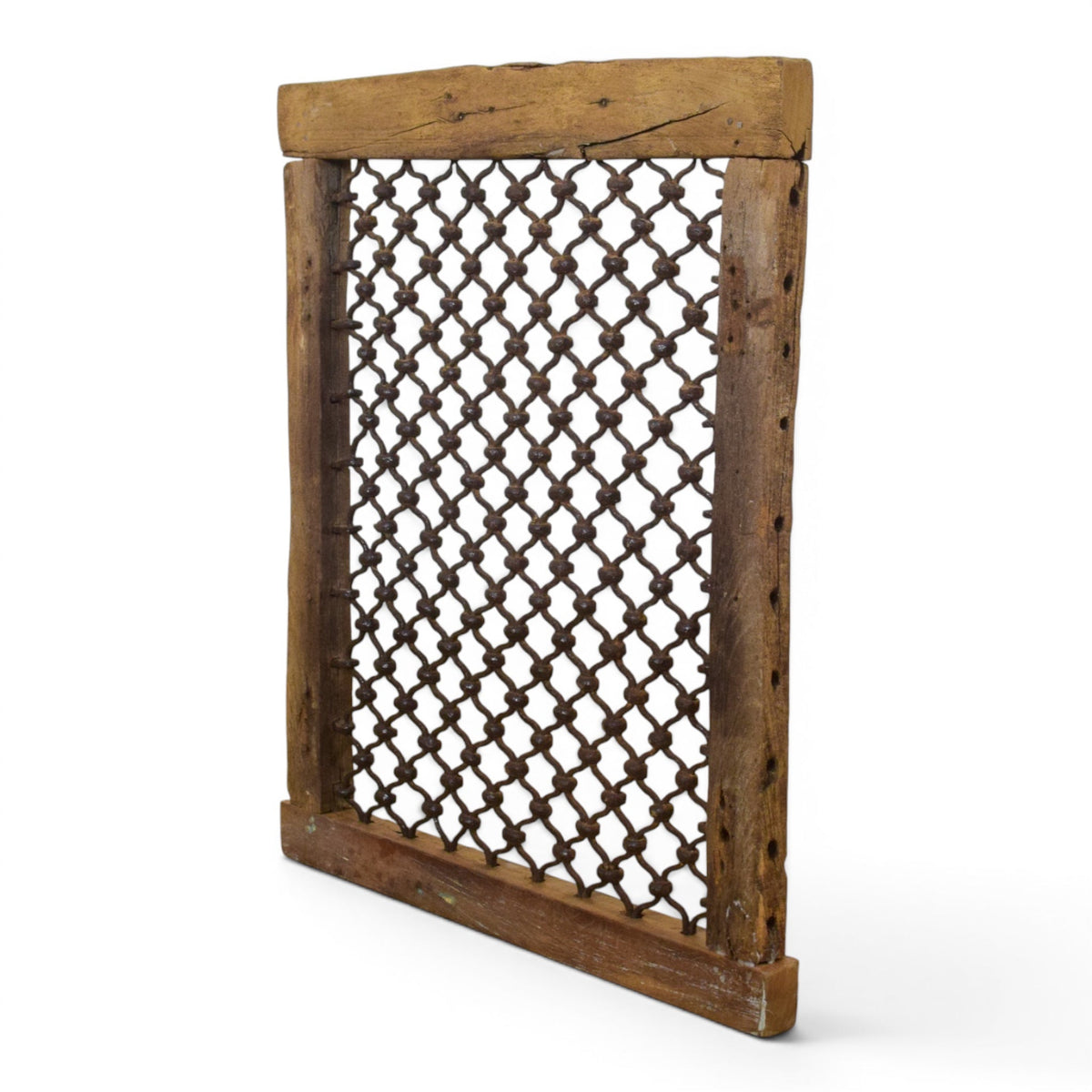 Vintage Wooden Iron Metal Indian Jali Window Frame