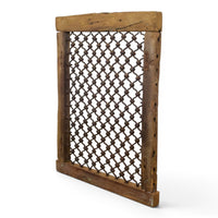 Vintage Wooden Iron Metal Indian Jali Window Frame
