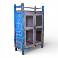 Vintage Worn Painted Rustic Cupboard Cabinet