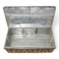 Vintage Indian Hand Painted Metal Travel Trunk Chest Coffee Table