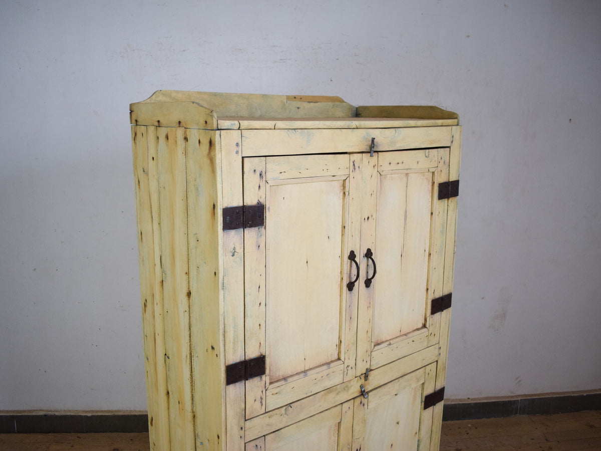 Vintage Rustic Bleached Housekeepers Cupboard Cabinet Storage