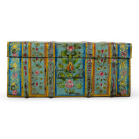 Vintage Indian Hand Painted Metal Travel Trunk Chest