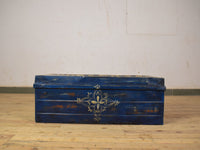 Vintage Indian Hand Painted Metal Travel Trunk Chest Coffee Table