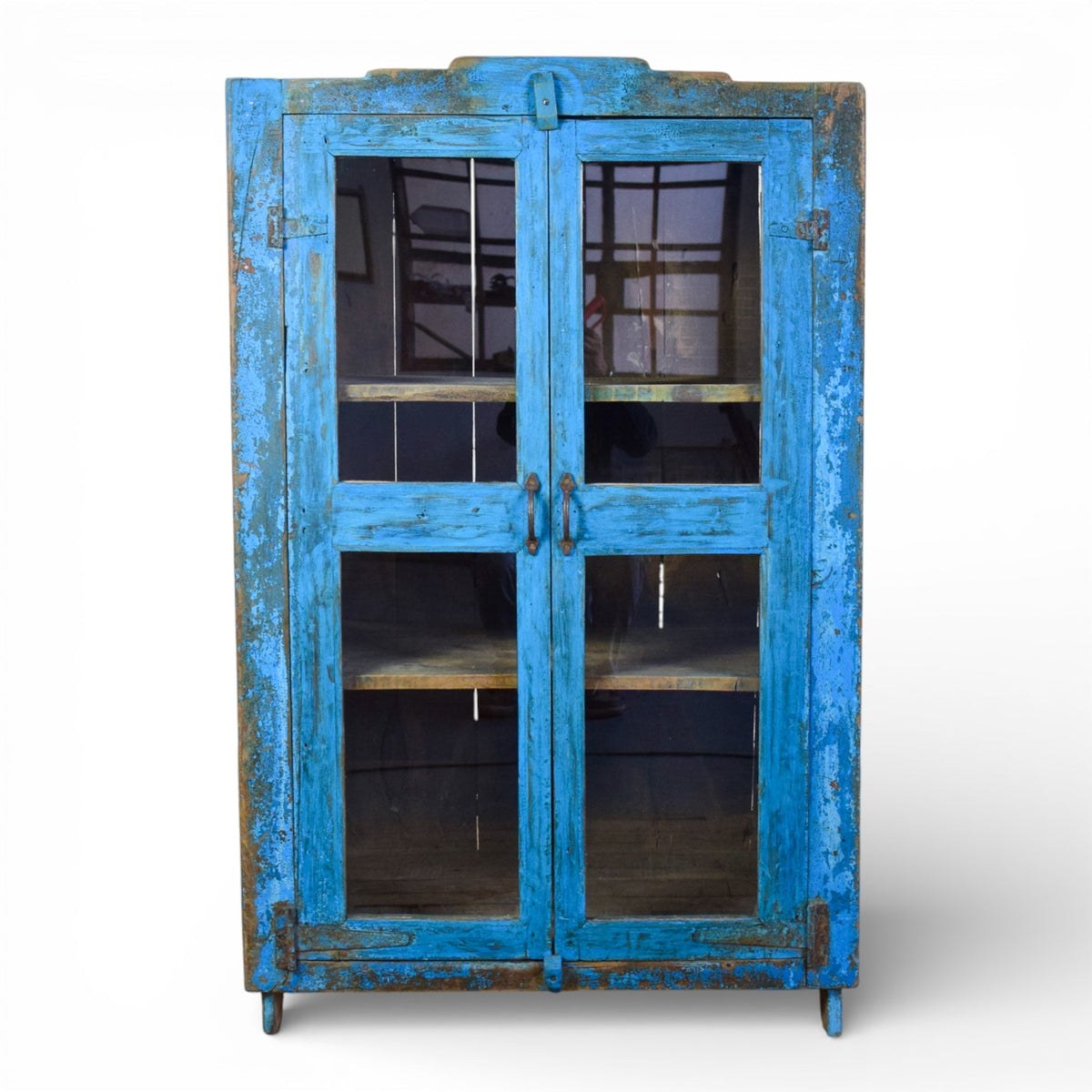 Vintage Worn Painted Rustic Cupboard Cabinet
