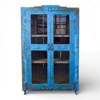 Vintage Worn Painted Rustic Cupboard Cabinet