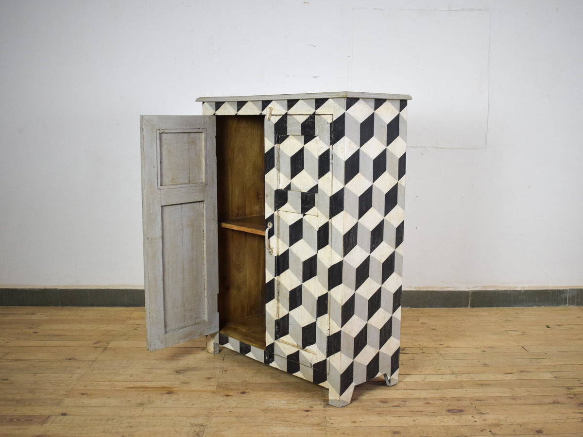 Geometric Hand Painted Cupboard