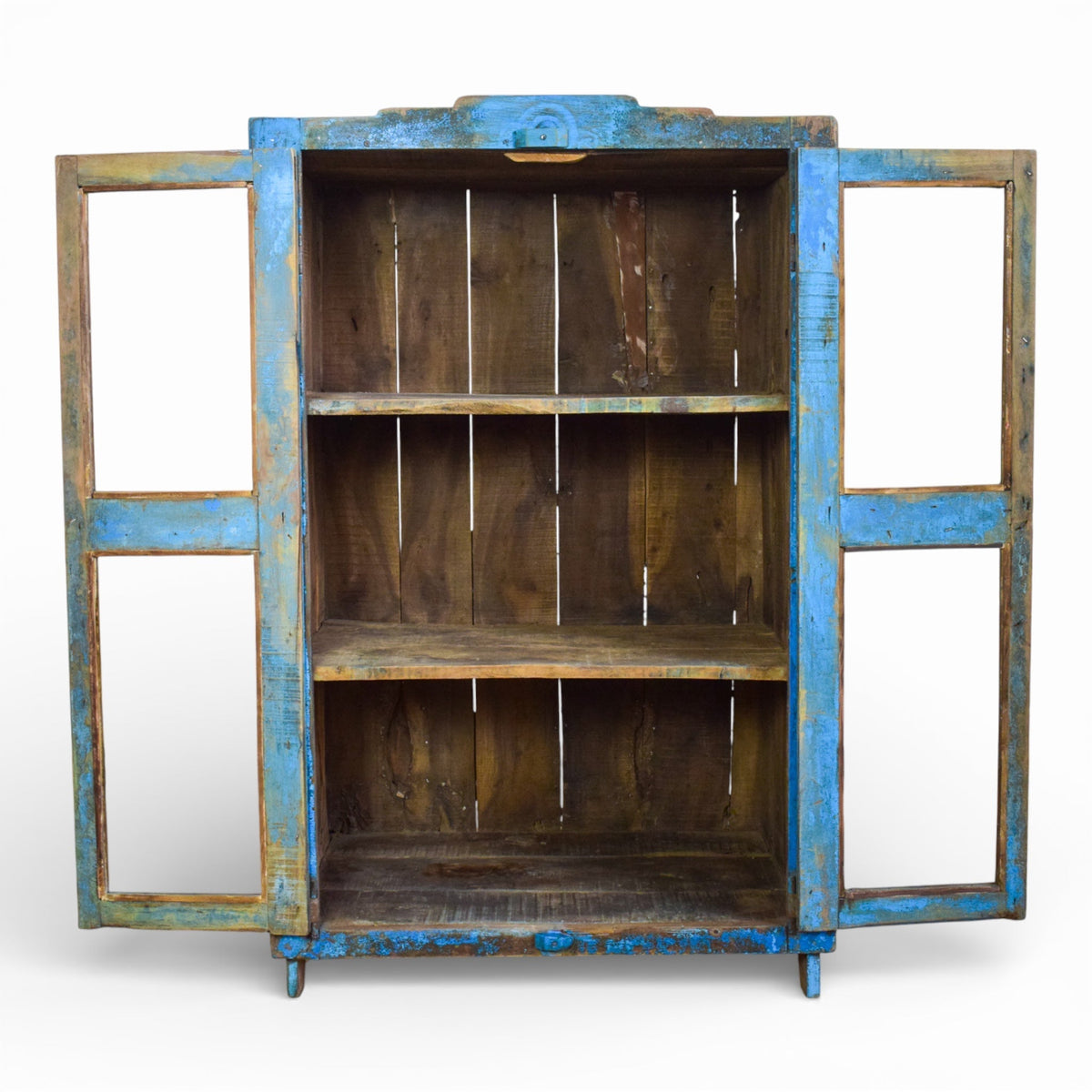 Vintage Worn Painted Rustic Cupboard Cabinet