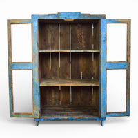 Vintage Worn Painted Rustic Cupboard Cabinet