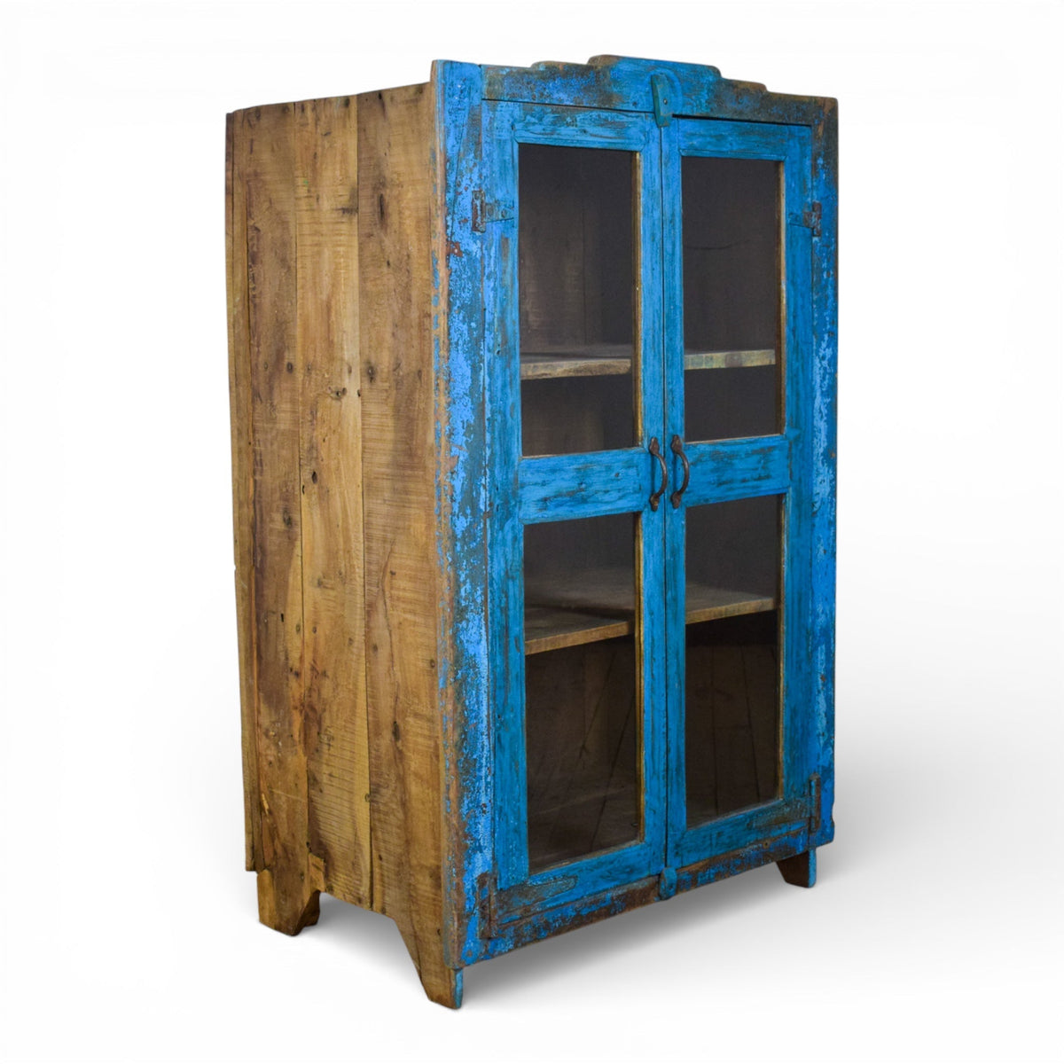 Vintage Worn Painted Rustic Cupboard Cabinet