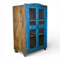 Vintage Worn Painted Rustic Cupboard Cabinet