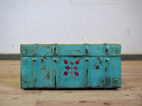 Vintage Indian Hand Painted Metal Travel Trunk Chest