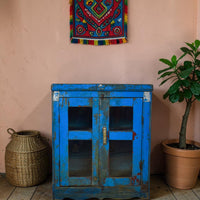 Vintage Worn Painted Rustic Cupboard Cabinet