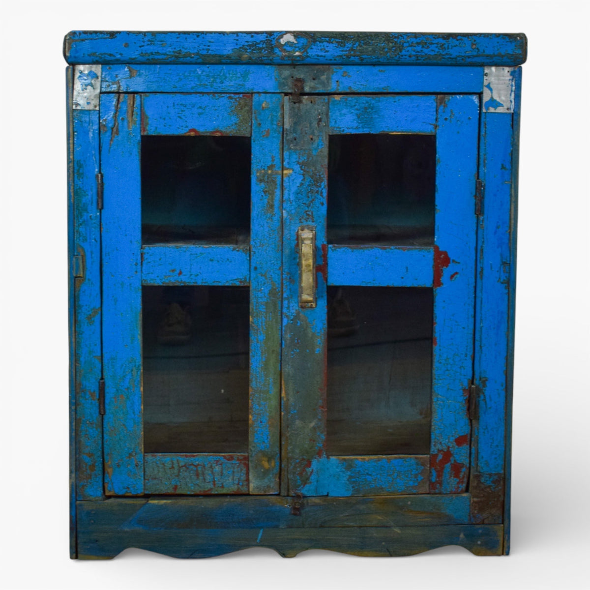 Vintage Worn Painted Rustic Cupboard Cabinet