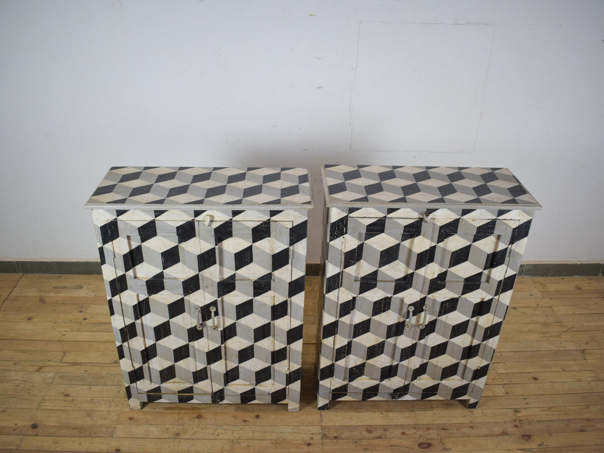 Geometric Hand Painted Cupboard