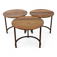 Reclaimed Vintage Style Metal and Wood Coffee Side Table