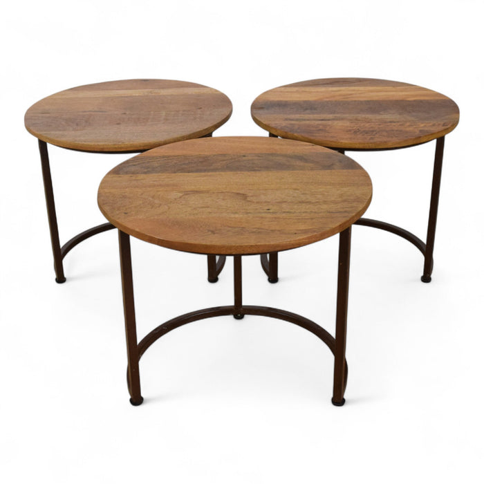 Reclaimed Vintage Style Metal and Wood Coffee Side Table