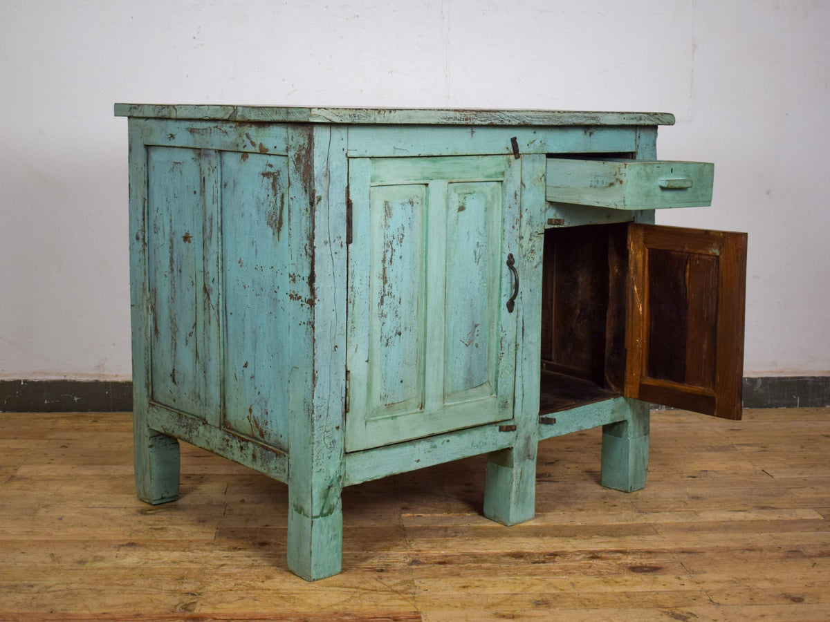 Vintage Painted Kitchen Island Cupboard Cabinet