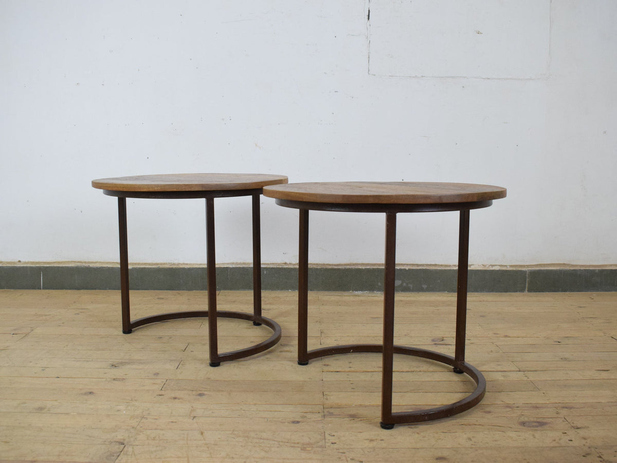 Reclaimed Vintage Style Metal and Wood Coffee Side Table