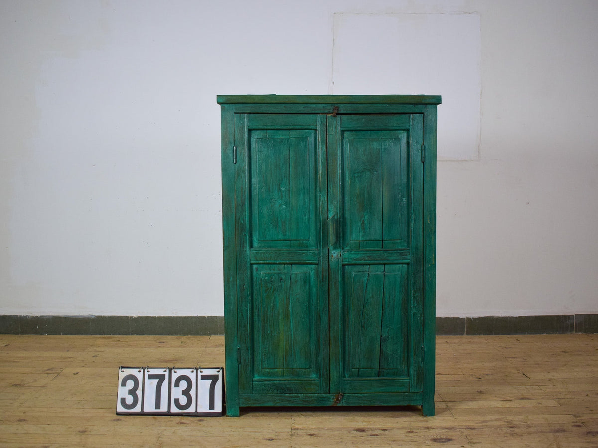 Vintage Worn Painted Rustic Cupboard Cabinet