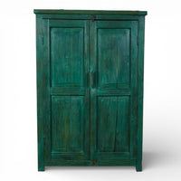 Vintage Worn Painted Rustic Cupboard Cabinet
