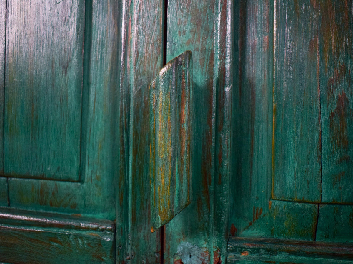 Vintage Worn Painted Rustic Cupboard Cabinet