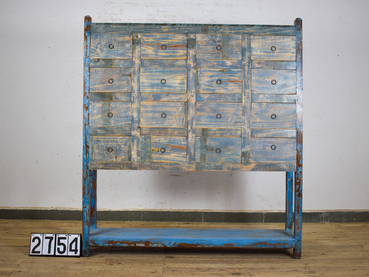 Vintage Solid Wood Rustic Multi Drawers Apothecary Shop Cabinet