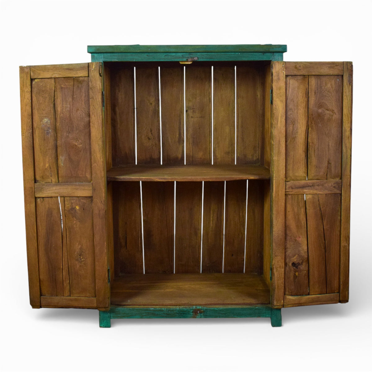 Vintage Worn Painted Rustic Cupboard Cabinet