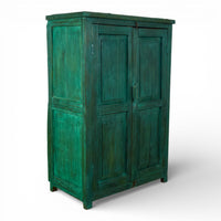 Vintage Worn Painted Rustic Cupboard Cabinet
