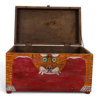 Hand Painted Vintage Chest Trunk Box Tiger