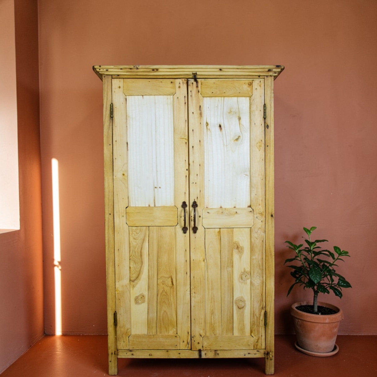 Vintage Bleached Rustic Kitchen Cupboard Cabinet