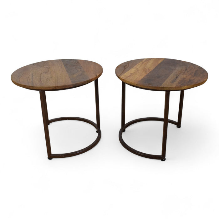 Reclaimed Vintage Style Metal and Wood Coffee Side Table