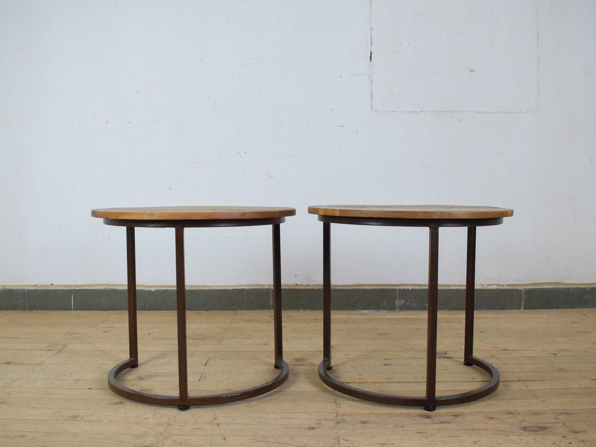 Reclaimed Vintage Style Metal and Wood Coffee Side Table