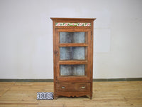 Vintage Wooden Display Cupboard Cabinet With Vintage Tile Decoration