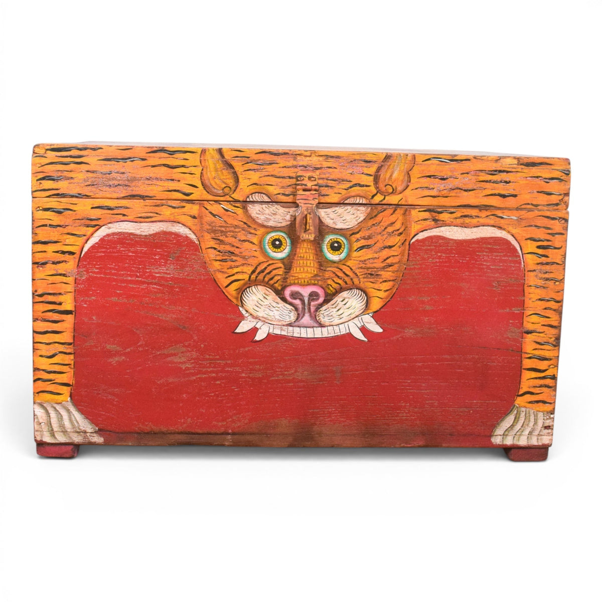 Hand Painted Vintage Chest Trunk Box Tiger