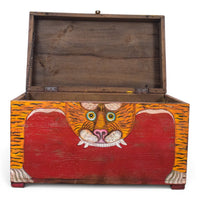 Hand Painted Vintage Chest Trunk Box Tiger