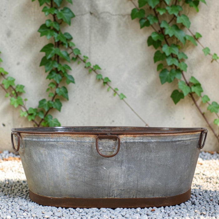 XL Rustic Vintage Metal Bath Planter